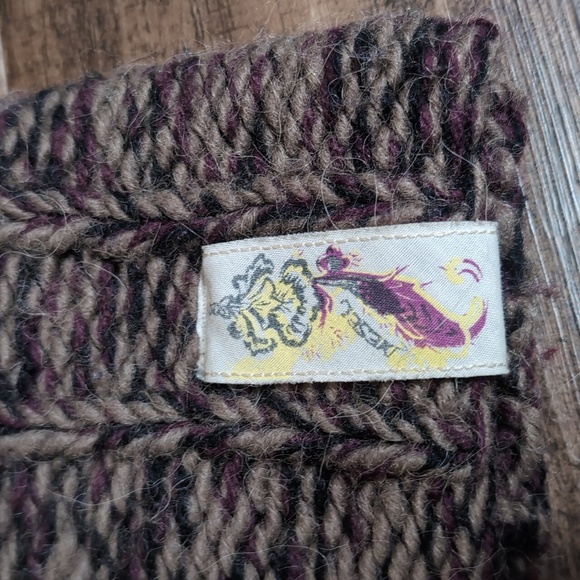 Diesel Alpaca Mohair Wool Blend Patchwork Loose Knit Wrap Sweater Size Large - Picture 6 of 10